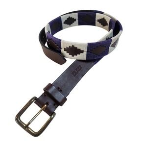 ZILKER Leather Belt Adult Unisex Size 38 Brown Purple White Cowboy Southwest